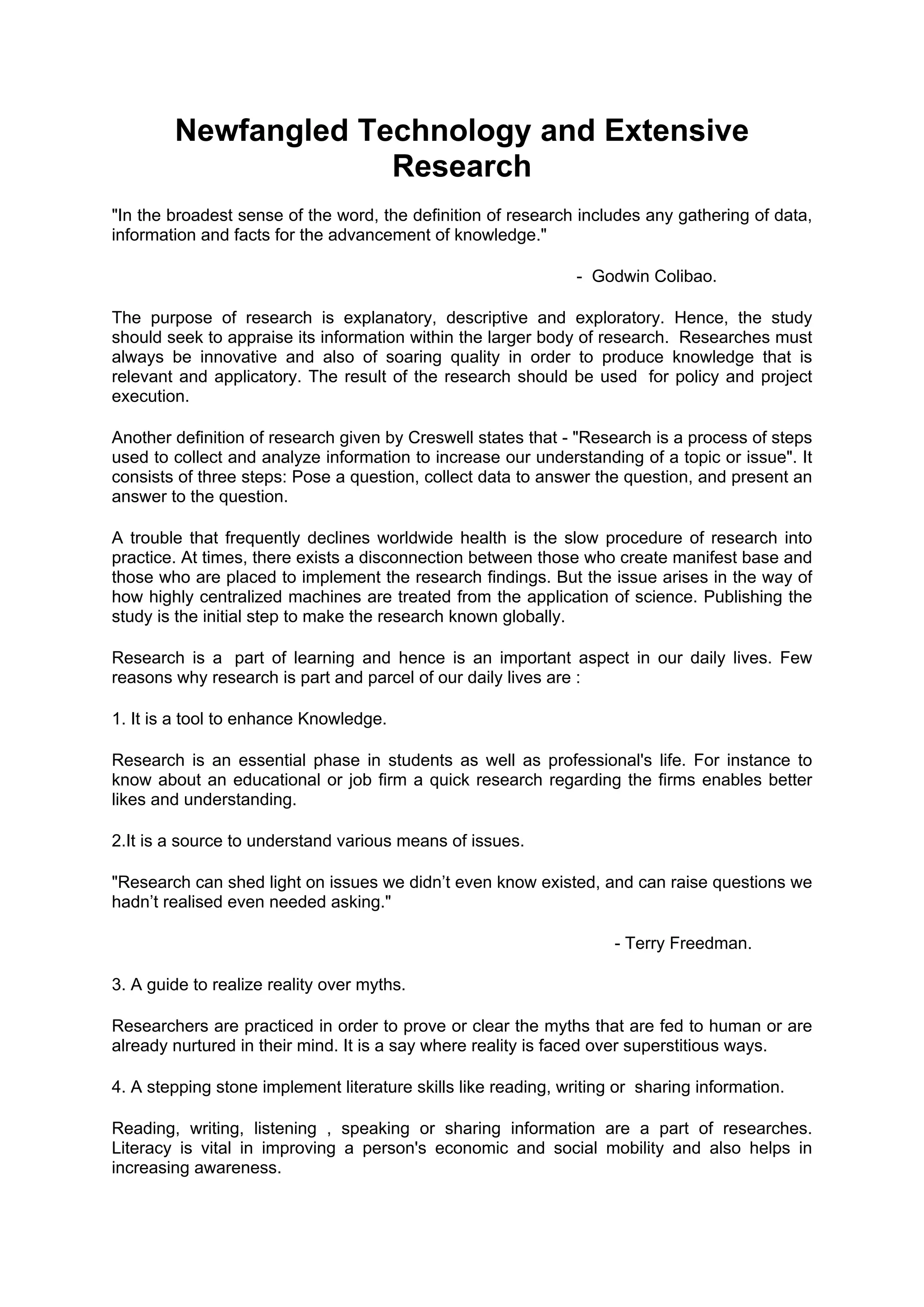 Newfangled technology and extensive research PDF