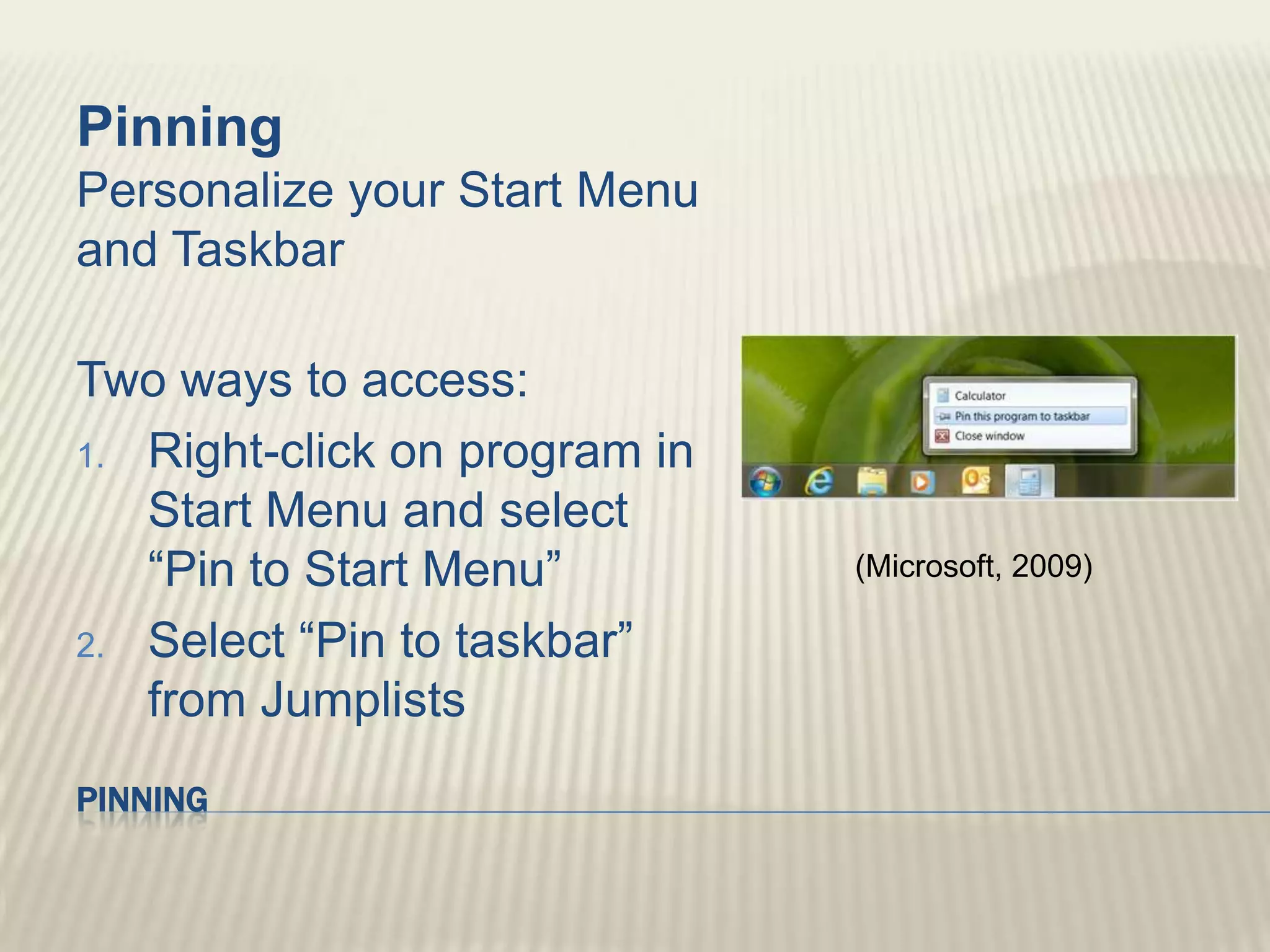 Shows recently accessed files and documents