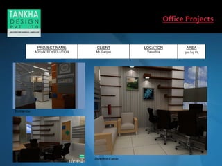 Director Cabin
Entrance
PROJECT NAME
ADVANTECH SOLUTION
CLIENT
Mr. Ganjoo
LOCATION
Vasudhra
AREA
300 Sq. Ft.
 
