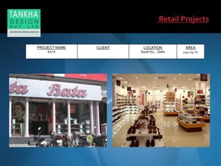 PROJECT NAME
BATA
CLIENT LOCATION
South Ex. , Delhi
AREA
1050 Sq. Ft.
 
