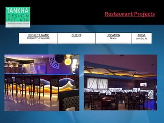 PROJECT NAME
EDENKITCHEN & BAR
CLIENT LOCATION
Noida
AREA
2000 Sq. Ft.
 