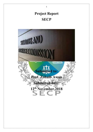 1
Project Report
SECP
Submitted to:
Prof. Zohaib Awan
Submitted date:
12th
November,2018
 