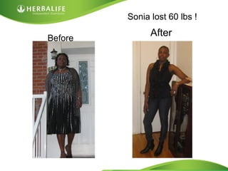 Sonia lost 60 lbs !

Before
               After
 