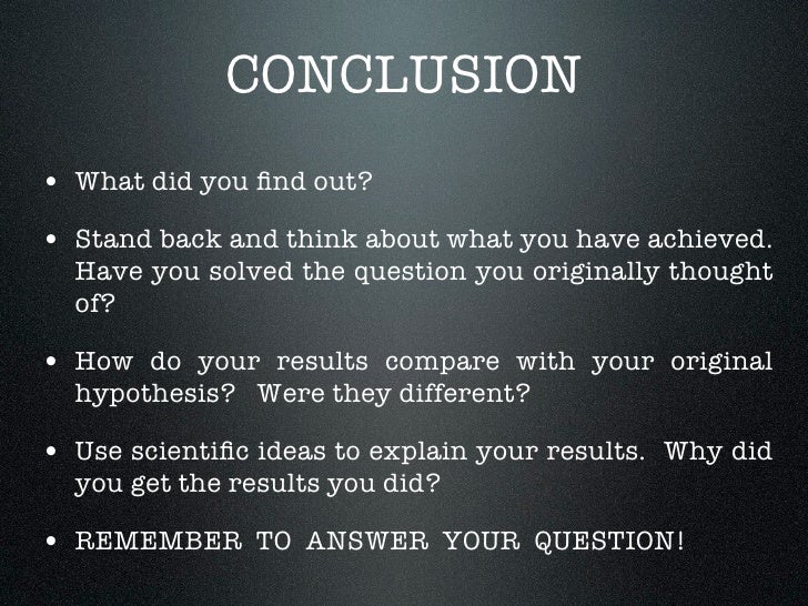 How to write conclusion for science fair