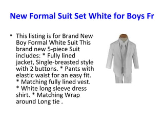 New Formal Suit Set White for Boys From Baby to Teen ,[object Object]
