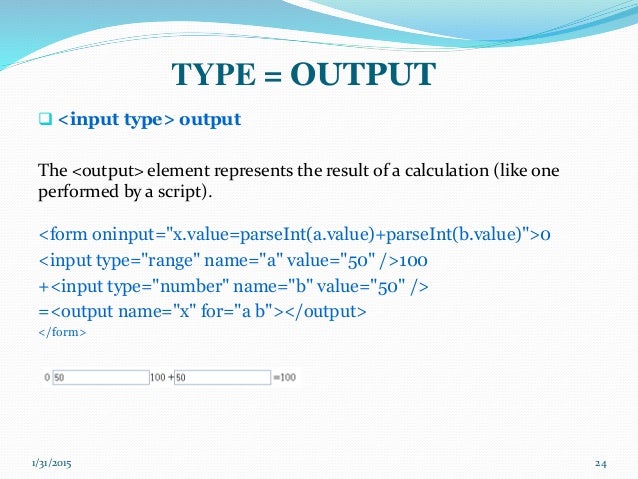 new form element in html5 html output form