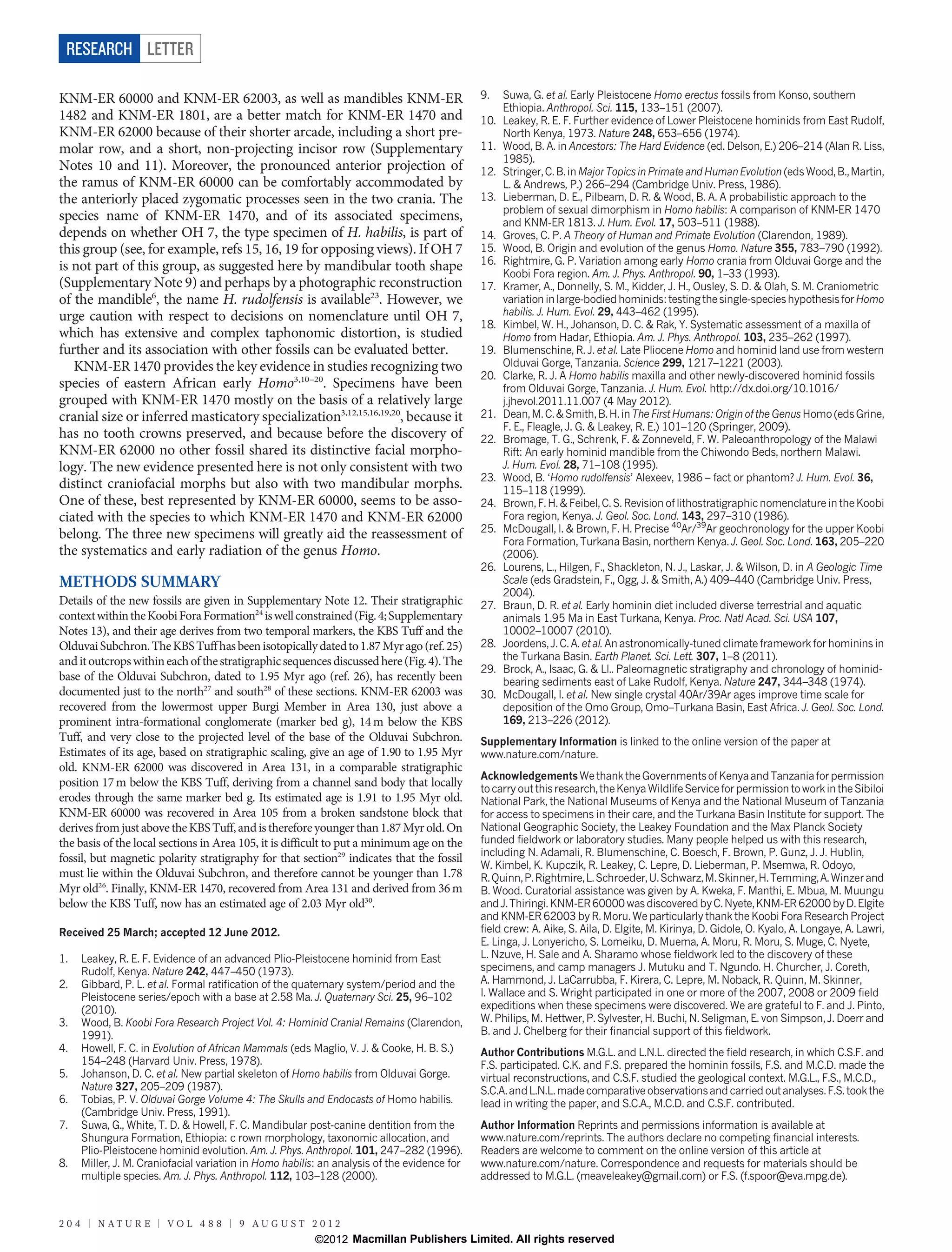 New fossils from koobi fora in northern kenya confirm taxonomic