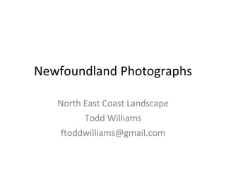 Newfoundland Photographs North East Coast Landscape Todd Williams [email_address] 