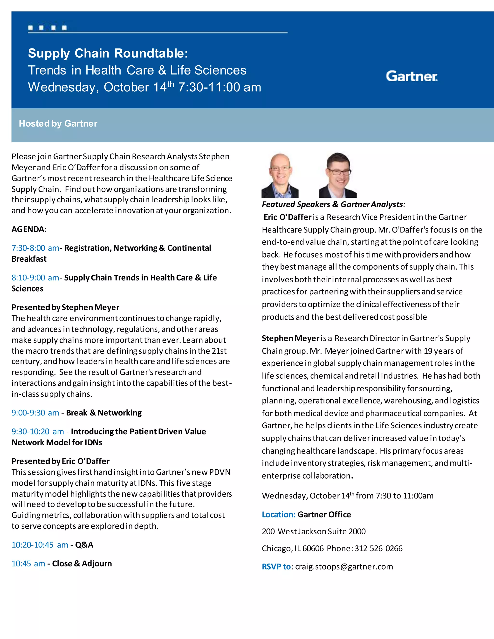 Supply Chain Roundtable Trends in Health Care & Life Sciences PDF