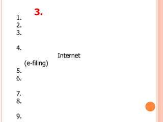 3. รายละเอียดของงาน ขอบข่ายการดำเนินงานธุรการ1. วางแผนการดำเนินงานด้านธุรการ2. กำหนดบุคลากรรับผิดชอบ3. จัดหาอุปกรณ์ และสิ่งอำนวยความสะดวกในการปฏิบัติงาน4. ลงทะเบียนรับ ส่ง หนังสือราชการ และเอกสารอื่น ๆ ผ่านระบบ Internet   (e-filing)5. โต้ตอบหนังสือราชการ และเอกสารอื่น ๆ6. เก็บรักษาและทำลายหนังสือราชการและเอกสารอื่น ๆ7. จัดบริการเกี่ยวกับเอกสาร หลักฐานทางราชการ8. ประเมินผลและรายงานผลการปฏิบัติงานต่อผู้อำนวยการสถานศึกษา9. ปฏิบัติงานอื่น ๆ ตามที่ได้รับมอบหมาย