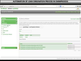 AUTOMATION OF LOAN ORIGINATION PROCESS IN OMNIPROCESS
 