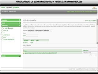 AUTOMATION OF LOAN ORIGINATION PROCESS IN OMNIPROCESS
 