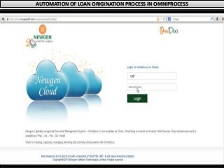 AUTOMATION OF LOAN ORIGINATION PROCESS IN OMNIPROCESS
 