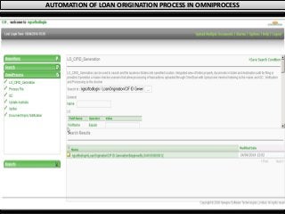 AUTOMATION OF LOAN ORIGINATION PROCESS IN OMNIPROCESS
 