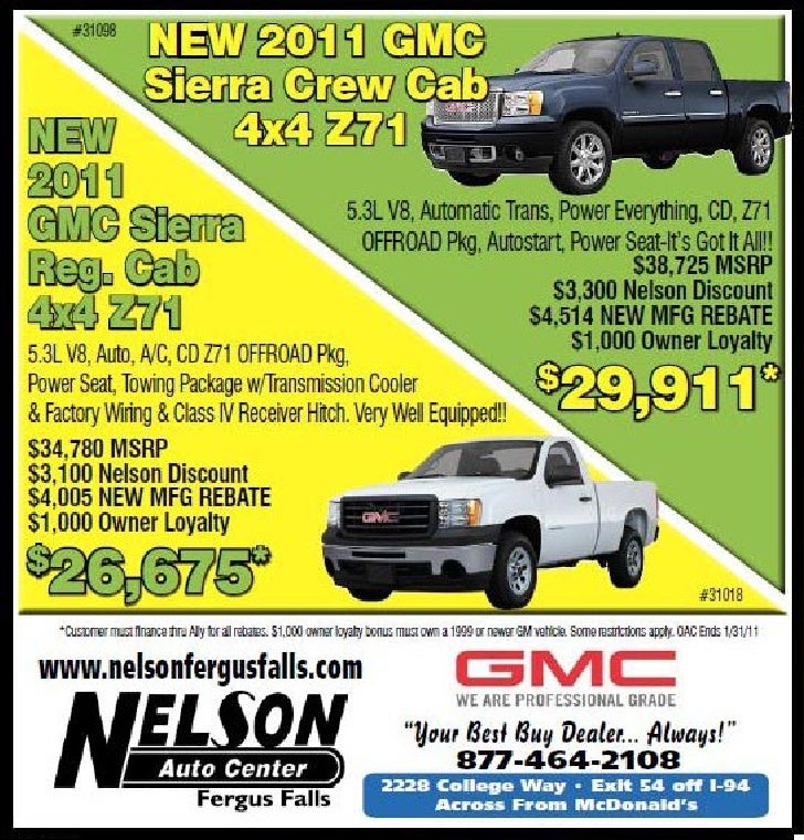 Best Buy Auto Center >> Gmc Car Sale Rebate At Nelson Auto Center Fergus Falls Mn Best Buy Auto Center >> Gmc Car Sale Rebate At Nelson Auto Center Fergus Falls Mn