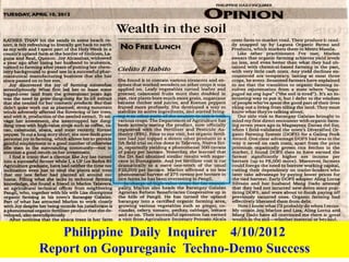 3333
Philippine Daily Inquirer 4/10/2012
Report on Gopureganic Techno-Demo Success
 