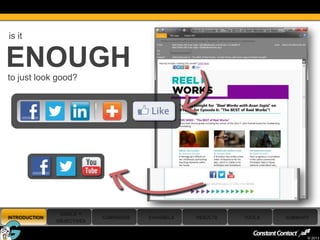 is it


ENOUGH
 to just look good?




                 GOALS +
 INTRODUCTION                CAMPAIGNS   CHANNELS   RESULTS   TOOLS   SUMMARY
                OBJECTIVES

13
                                                                            © 2013
 