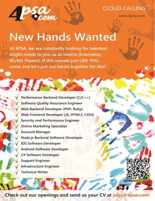 New hands wanted!