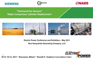 “ Partnered for Success” Major Compressor Cylinder Replacement Electric Power Conference and Exhibition – May 2011 New Harquahala Generating Company, LLC 