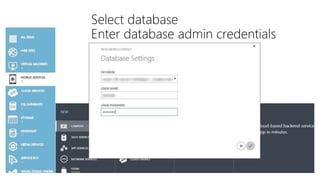 Select database
Enter database admin credentials
 