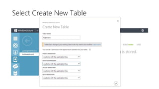 Select Create New Table
 