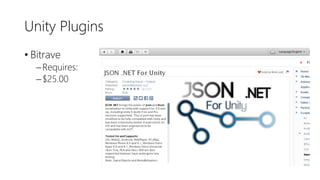 Unity Plugins
• Bitrave
─Requires:
─$25.00
 