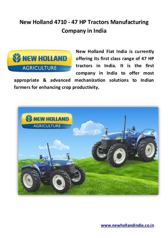 New Holland 4710 47 HP Tractors Manufacturing Company in India