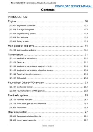 New Holland FR Transmission Troubleshooting Guide | PDF