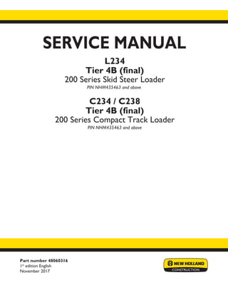 New holland l234 tier 4 b (final) skid steer loader service repair