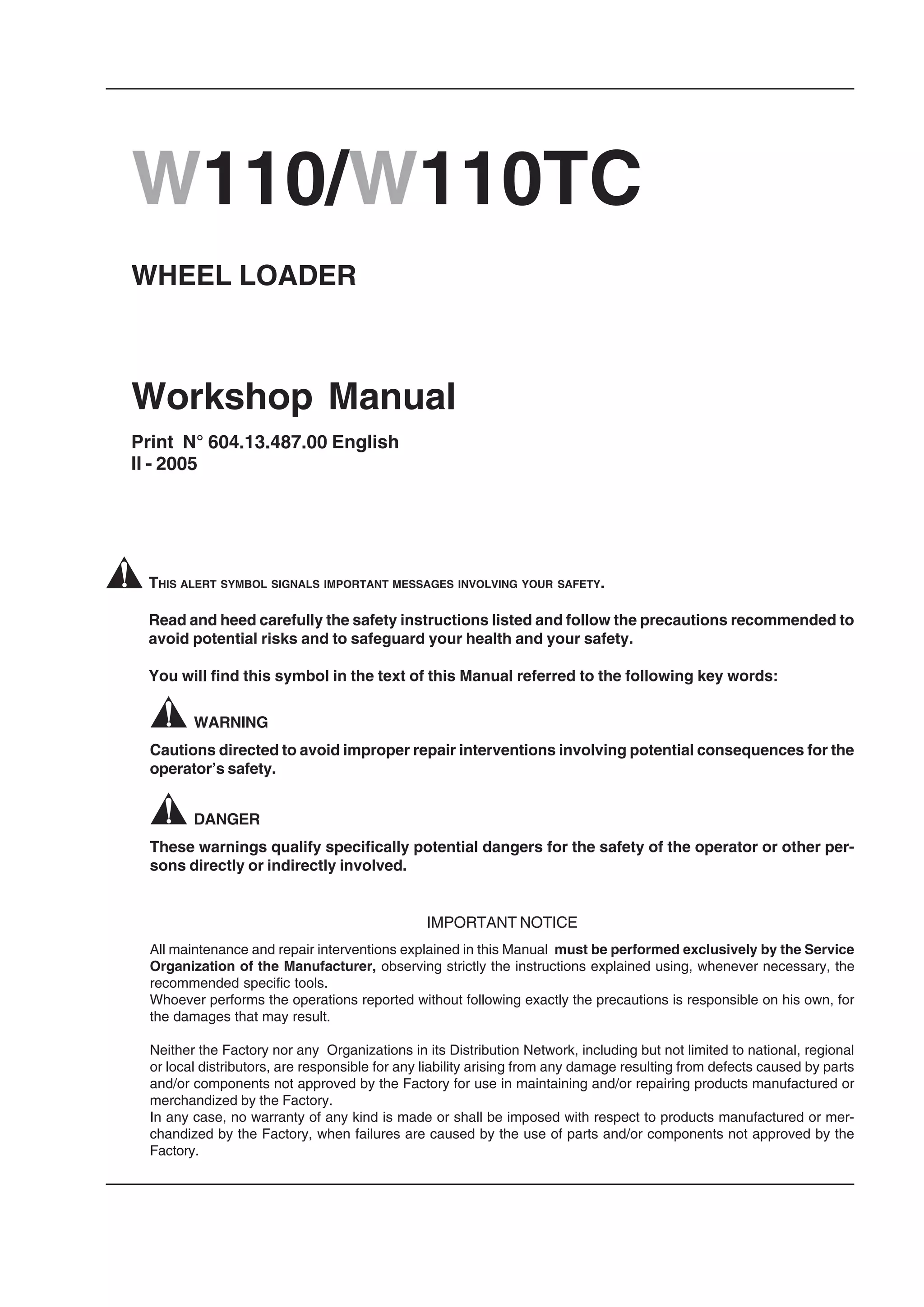 New holland w110 tc wheel loader service repair manual | PDF