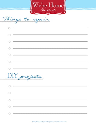 New Home Unpacking Checklist - Free Printable | PDF