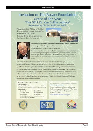 Rotary Club of Freshwater Bay, District 9455   Page 6
 