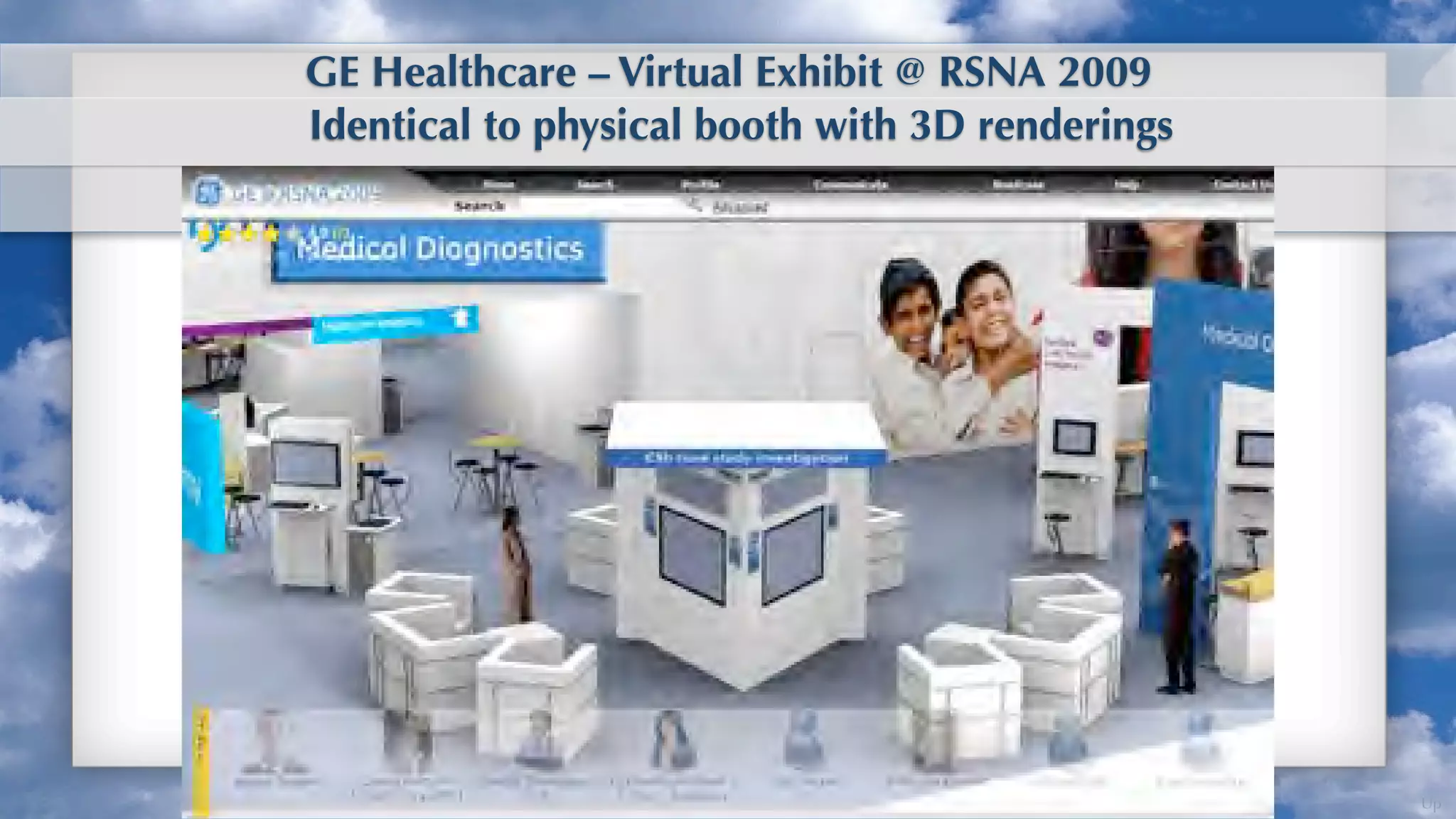 GE Healthcare – Virtual Exhibit @ RSNA 2009
Identical to physical booth with 3D renderings




                                                 Up
 