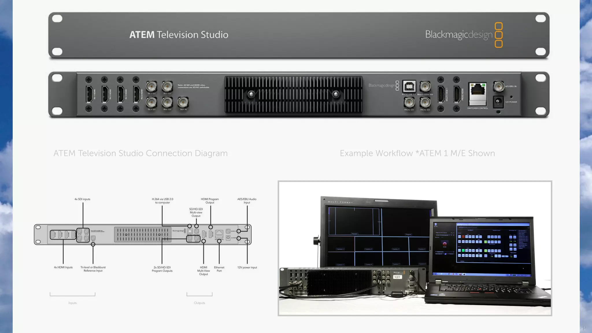 ATEM Television Studio Connection Diagram   Example Workﬂow *ATEM 1 M/E Shown




                                                                                Up
 