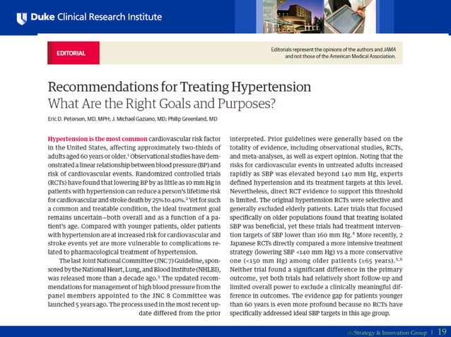 The Hypertension Guidelines JNC 8
