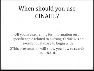 Using CINAHL | PPTX