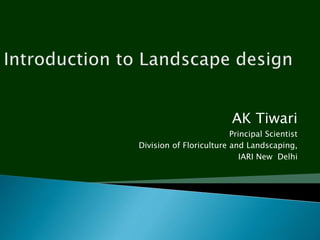 AK Tiwari
Principal Scientist
Division of Floriculture and Landscaping,
IARI New Delhi
 