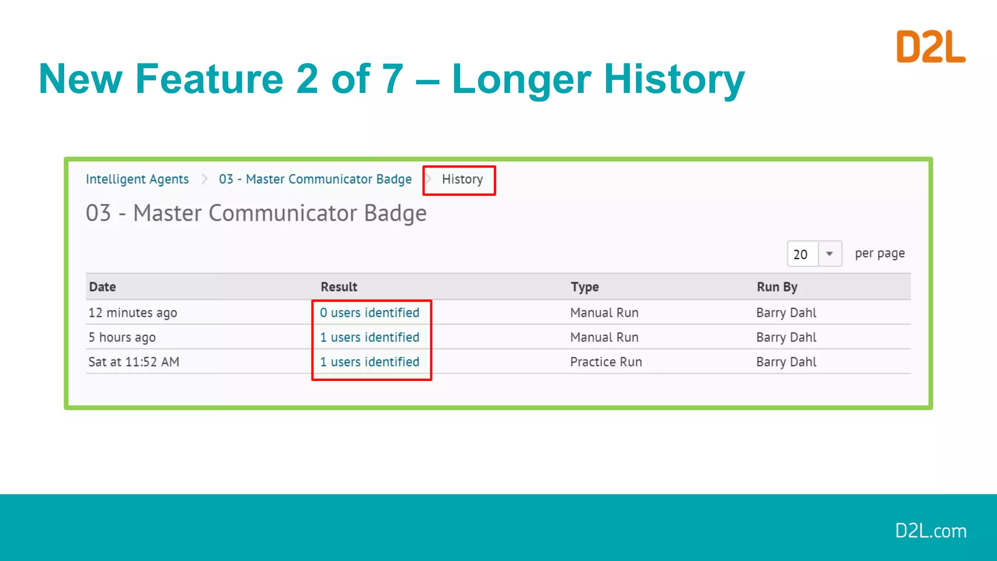 New Feature 2 of 7 – Longer History
 