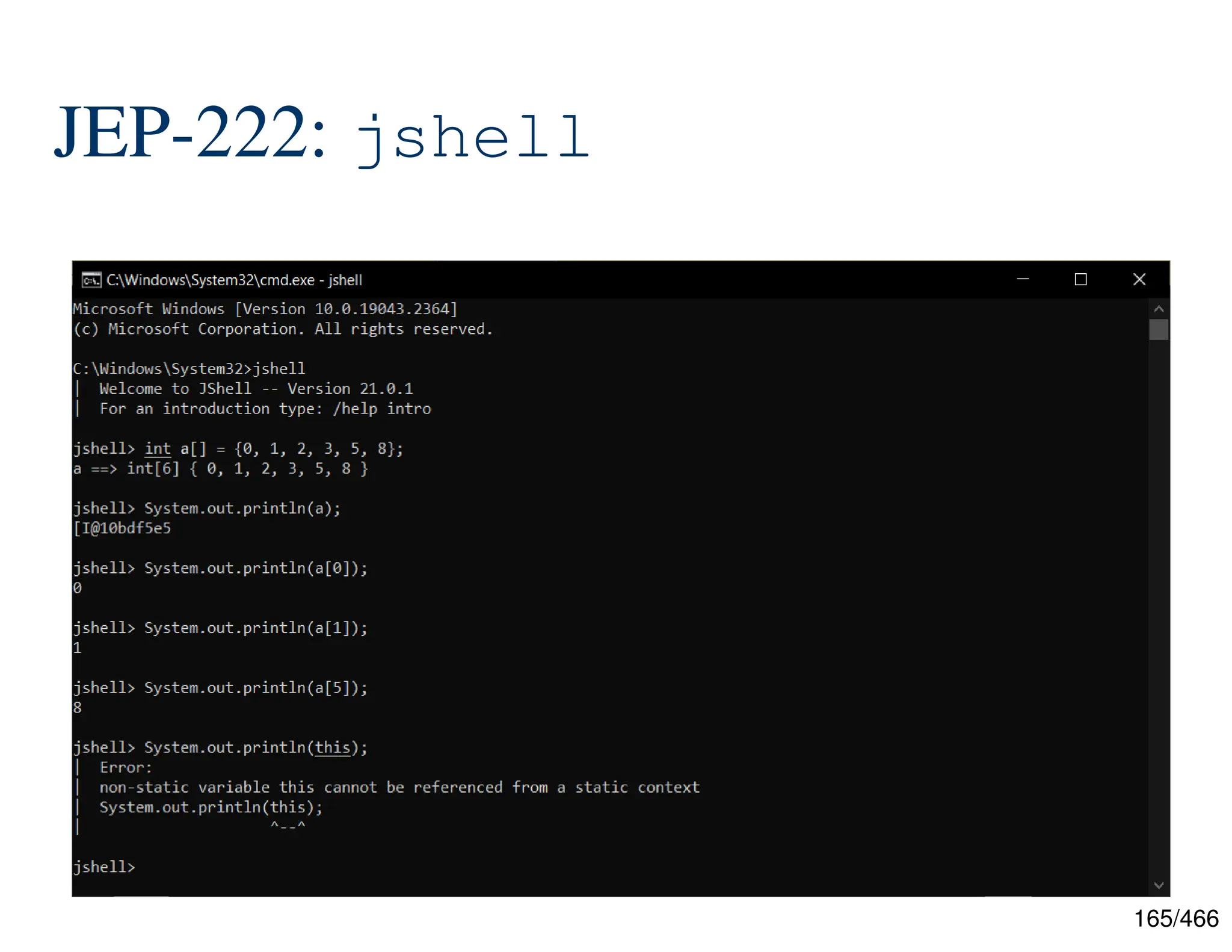 165/466 JEP-222: jshell 