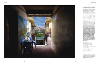 VILLE RADIEUSE, PAYS RADIEUX
New Khmer Architecture is widely
associated with the sole name
of Vann Molyvann. After hav-
ing studied at the Ecole nationale
supérieure des beaux-arts in Paris
on a “Royal Cambodian Govern-
ment” scholarship, upon his return
to Phnom Penh in 1956 Vann Moly-
vann was appointed head of Public
Works by Sihanouk. As the irst
Cambodian with proper training in
architecture, he became architect
of the State.
In writings and interviews, Vann
Molyvann frequently cites Le Cor-
busier as his most important inlu-
ence. His Front du Bassac project
of urban development explicitly
atempted to implement his mas-
ter’s principles of “ville radieuse.”
In accordance with his atempt to
found anew the idea of “Cambo-
dianness” in architecture and to
articulate the Universalist preten-
sions of modernism through this
re-actualized genre of regional-
ism, sober concrete structures
began to sprawl across the es-
sentially rural landscape of the
nation. On some of them, shapes
replicated the form of pagodas in
order to state that the buildings
were Khmer.
National Theatre
National Sports Complex
Olympic Village Housing
SKD Brewery
Teachers Training College Institute
of Technology
Institute of Foreign Languages
Royal University of Phnom Penh
Sihanoukville Station
Independence Monument
(…) the abstract nature of the ar-
chitectural object has been dema-
terialized through the multiplicity
of its allusions to the past.4
A NEW REPORTAGE
SECTION 9
121
120
 