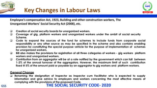 New Labour Codes - Key Notes-GSS labour codes | PDF