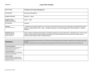 Comprehensive Lesson Plan Template for Management Education | DOCX