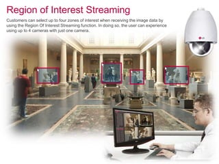 Region of Interest Streaming
Customers can select up to four zones of interest when receiving the image data by
using the Region Of Interest Streaming function. In doing so, the user can experience
using up to 4 cameras with just one camera.
 