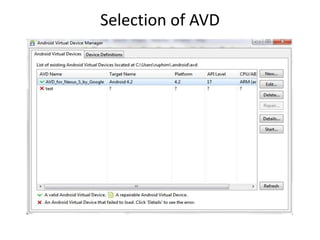 Selection of AVD 
 