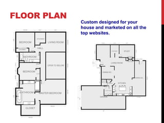 FLOOR PLAN
Custom designed for your
house and marketed on all the
top websites.
 