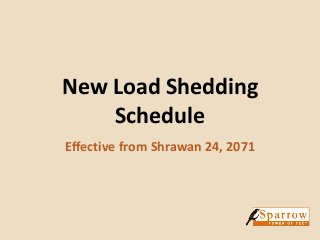 New Load Shedding
Schedule
Effective from Shrawan 24, 2071
 