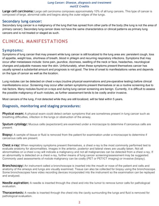 Lung Cancer: Disease, diagnosis and treatment | PDF