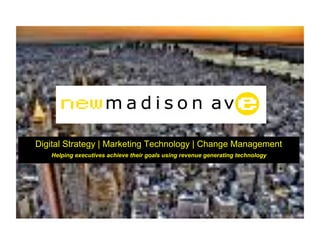 Digital Strategy | Marketing Technology | Change Management
   Helping executives achieve their goals using revenue generating technology
 