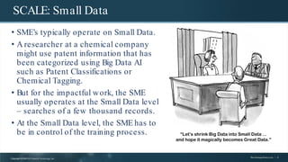 Copyright ©1997
- 20 21Search Technology, Inc. TheVantagePoint.com | 8
SCALE: Small Data
• SME’s typically operate on Smal...