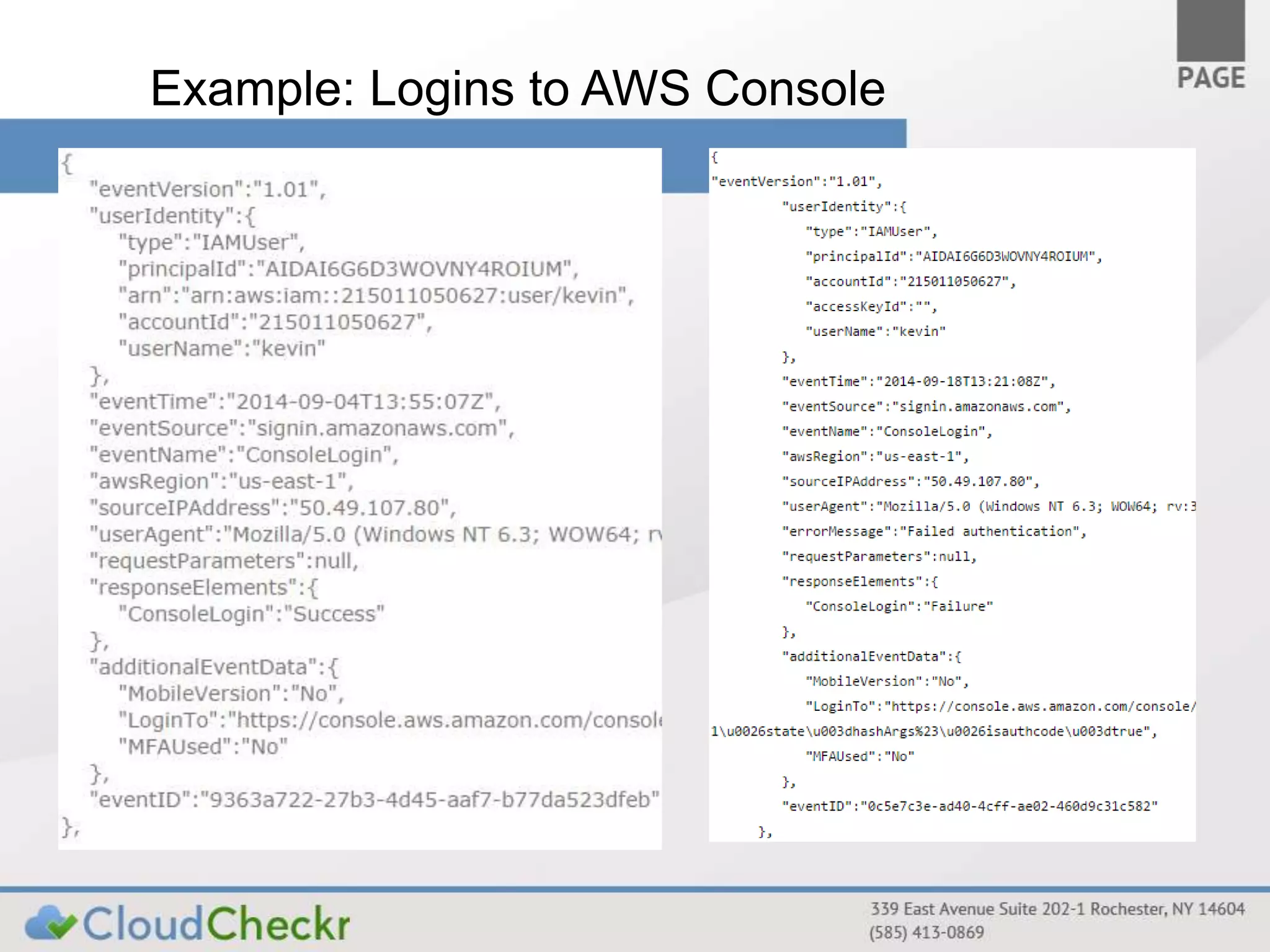 Example: Logins to AWS Console 
 